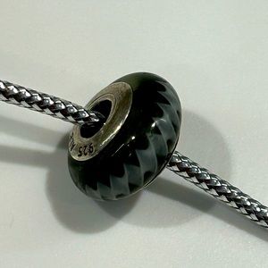 Beautiful Zig Zag Murano Glass Pandora Silver Charm